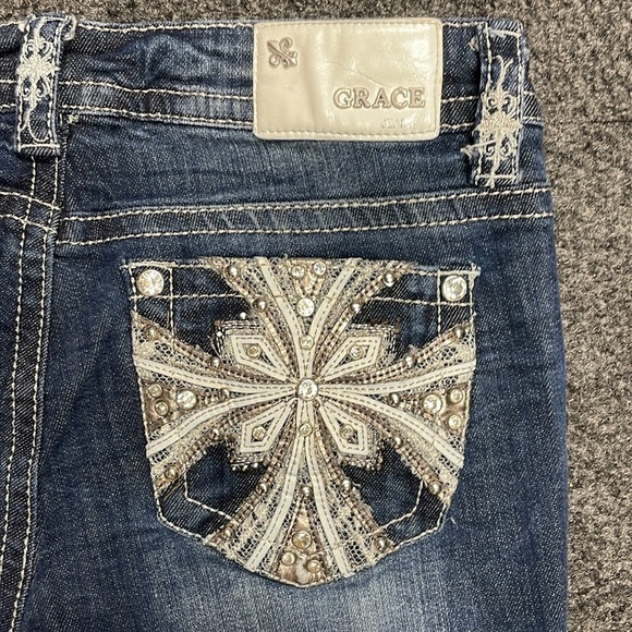 Grace in LA Jeans Bootcut Womens Size 28 Rhinestones Cross Rodeo Cowgirl Barn - Picture 1 of 9